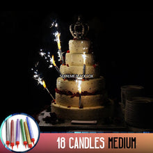 Cargar imagen en el visor de la galería, 18 Multi Color Sparkling Candles (Medium) - Birthday Party Wedding Bottle Service - Candle Sparklers Cake Sparkler Candles Supreme Black Fox