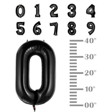 Cargar imagen en el visor de la galería, 40in Black Number Balloons - Large Numbers Foil 40" Digit Giant Jumbo Balloon Birthday Anniversary Balloons Supreme Black Fox