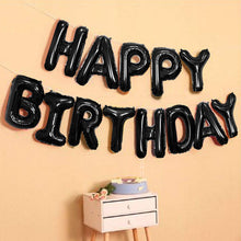 Cargar imagen en el visor de la galería, Black Happy Birthday Balloons - Aluminum Foil Banner Balloon for Birthdays Party Decorations Supplies (16 Inch) Balloons Supreme Black Fox