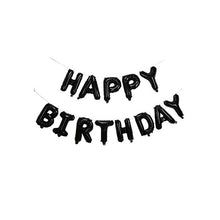 Cargar imagen en el visor de la galería, Black Happy Birthday Balloons - Aluminum Foil Banner Balloon for Birthdays Party Decorations Supplies (16 Inch) Balloons Supreme Black Fox