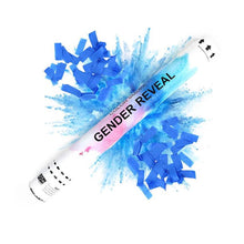 Cargar imagen en el visor de la galería, Gender Reveal Confetti & Powder Cannon Blue (12 Pack) - Both Smoke Powder and Confetti Cannon, Smoke Powder Cannons, Confetti Blasters Blue, He, Him Powder Confetti Poppers Confetti Cannon Supreme Black Fox