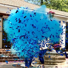 Cargar imagen en el visor de la galería, Gender Reveal Confetti & Powder Cannon Blue (12 Pack) - Both Smoke Powder and Confetti Cannon, Smoke Powder Cannons, Confetti Blasters Blue, He, Him Powder Confetti Poppers Confetti Cannon Supreme Black Fox