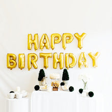 Cargar imagen en el visor de la galería, Happy Birthday Balloon Banner (16 inch) Foil Letters Balloons Party Decorations (Gold) Balloons Supreme Black Fox