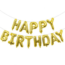 Cargar imagen en el visor de la galería, Happy Birthday Balloon Banner (16 inch) Foil Letters Balloons Party Decorations (Gold) Balloons Supreme Black Fox