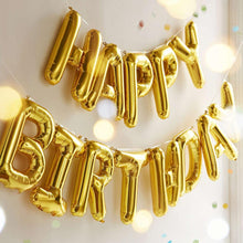 Cargar imagen en el visor de la galería, Happy Birthday Balloon Banner (16 inch) Foil Letters Balloons Party Decorations (Gold) Balloons Supreme Black Fox