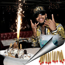 Загрузить изображение в средство просмотра галереи, 12 Gold Sparkling Candles (Large) - Birthday Cake Sparkler Candle - Party Wedding Sweet 16 Sparklers Candles Supreme Black Fox 
