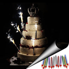 Load image into Gallery viewer, 12 Multi Color Sparkling Candles (Medium) - Birthday Party Wedding Bottle Service - Candle Sparklers Cake Sparkler Candles Supreme Black Fox 
