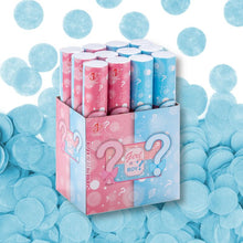 Загрузить изображение в средство просмотра галереи, 12 Pack Gender Reveal Confetti Cannons (Blue Boy) - Genders Reveal Poppers Cannon Birthday Party Popper Cannons (12&quot; Blaster) Gender Reveal Supreme Black Fox 
