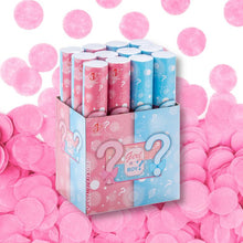 Load image into Gallery viewer, 12 Pack Gender Reveal Confetti Cannons (Pink Girl) - Genders Reveal Party Popper Twist-to-Shoot Cannon Shooter Blaster Confetti 12&quot; Girl She Her Confetti Cannon Supreme Black Fox 
