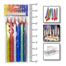 Load image into Gallery viewer, 120 Multi Color Sparkling Candles (Large) - Birthday Wedding Sweet 16 Candle Sparklers Bulk Candles Supreme Black Fox 
