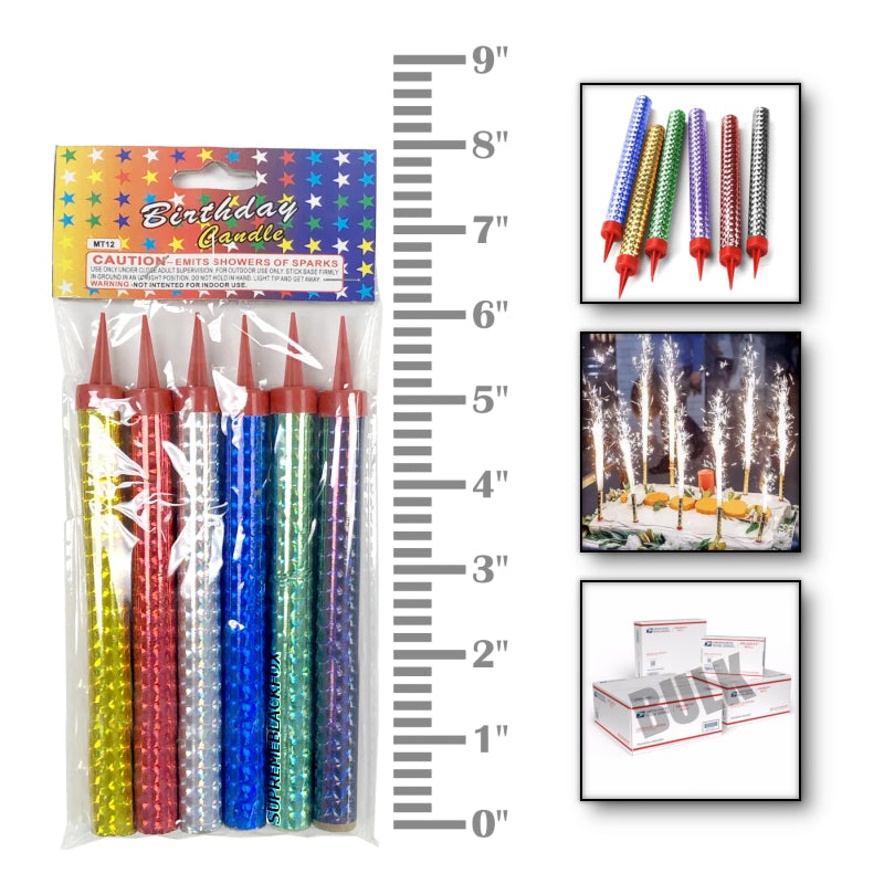 120 Multi Color Sparkling Candles (Medium) - Birthday Wedding Sweet 16 Candle Sparklers Bulk Candles Supreme Black Fox 