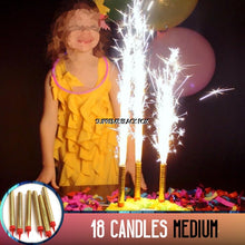 Загрузить изображение в средство просмотра галереи, 18 Gold Sparkling Candles (Medium) - Cake Sparkler - Birthday Wedding Sweet 16 Candle Sparklers Candles Supreme Black Fox 
