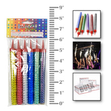 Cargar imagen en el visor de la galería, 240 Multi Color Sparkling Candles (Medium) - Birthday Wedding Sweet 16 Candle Sparklers Bulk Candles Supreme Black Fox 
