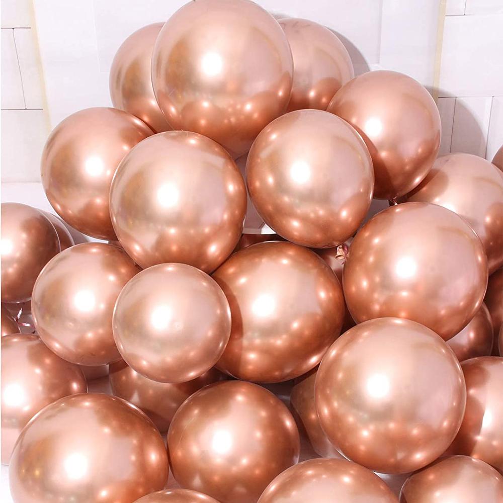 50 BALLONS LATEX MÉTALLISÉS BIO 30CM ROSE GOLD