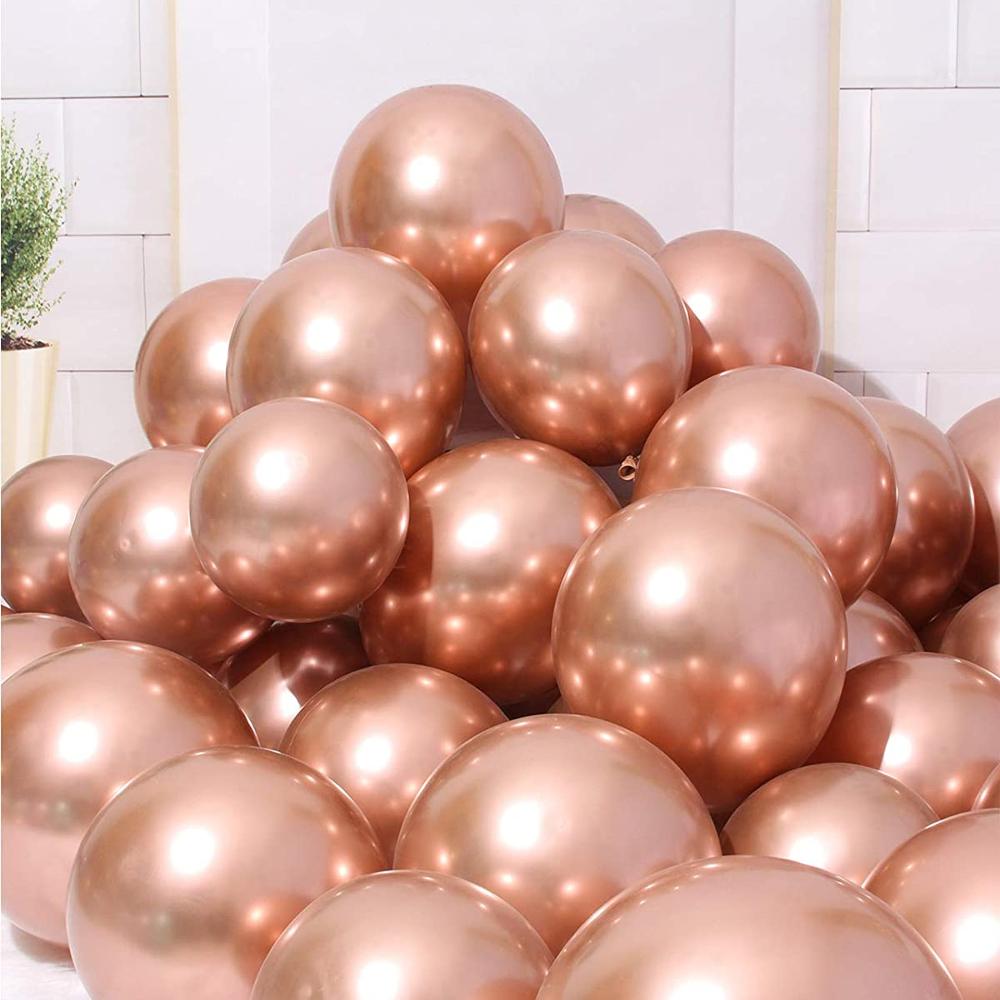 50 BALLONS LATEX MÉTALLISÉS BIO 30CM ROSE GOLD