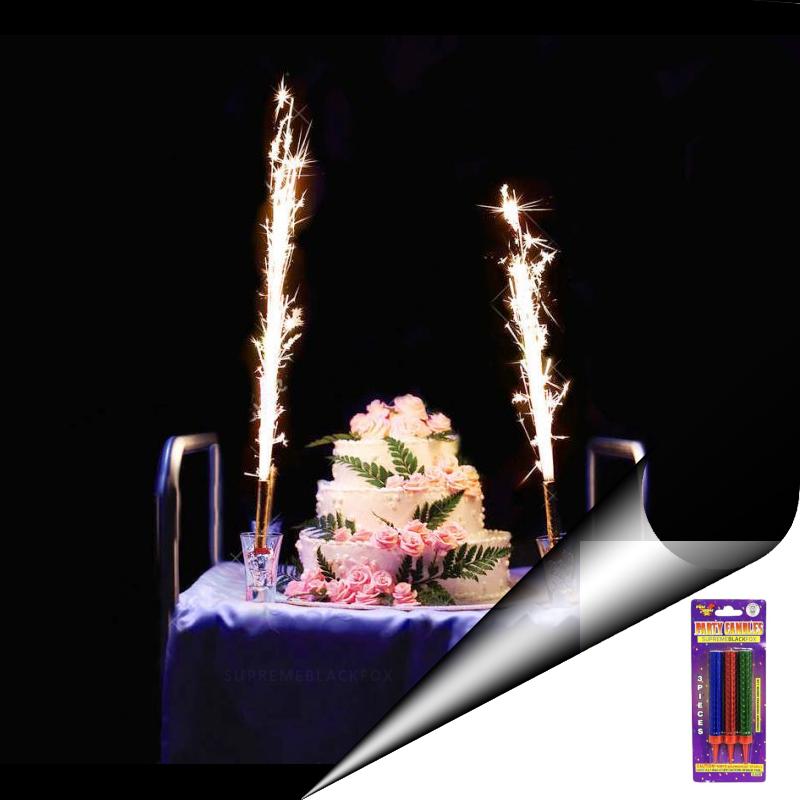 3 Multi Color Sparkling Candles (Small) - Birthday Party Wedding Bottle Service - Candle Sparklers Cake Sparkler Candles Supreme Black Fox 