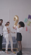Load and play video in Gallery viewer, 40in Gold Number Balloons - Large Numbers Foil 40&quot; Digit Giant Jumbo Balloon Birthday Anniversary
