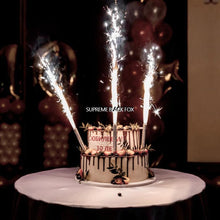 Load image into Gallery viewer, 4 Silver Sparkling Candles (Large) - Birthday Cake Fountain Candle - Wedding Sparkler Anniversary Sparklers Party Engagement Candles Supreme Black Fox 

