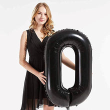 Load image into Gallery viewer, 40in Black Number Balloons - Large Numbers Foil 40&quot; Digit Giant Jumbo Balloon Birthday Anniversary Balloons Supreme Black Fox #0 (Number 0) 
