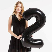 Load image into Gallery viewer, 40in Black Number Balloons - Large Numbers Foil 40&quot; Digit Giant Jumbo Balloon Birthday Anniversary Balloons Supreme Black Fox #2 (Number 2) 
