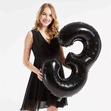 Load image into Gallery viewer, 40in Black Number Balloons - Large Numbers Foil 40&quot; Digit Giant Jumbo Balloon Birthday Anniversary Balloons Supreme Black Fox #3 (Number 3) 
