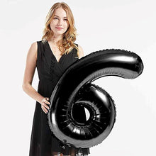 Загрузить изображение в средство просмотра галереи, 40in Black Number Balloons - Large Numbers Foil 40&quot; Digit Giant Jumbo Balloon Birthday Anniversary Balloons Supreme Black Fox #6 (Number 6) 

