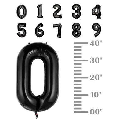 40in Black Number Balloons - Large Numbers Foil 40