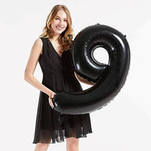 Load image into Gallery viewer, 40in Black Number Balloons - Large Numbers Foil 40&quot; Digit Giant Jumbo Balloon Birthday Anniversary Balloons Supreme Black Fox #9 (Number 9) 
