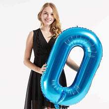 Загрузить изображение в средство просмотра галереи, 40in Blue Number Balloons - Large Numbers Foil 40&quot; Digit Giant Jumbo Balloon Birthday Anniversary Balloons Supreme Black Fox #0 (Number 0) 
