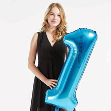 Load image into Gallery viewer, 40in Blue Number Balloons - Large Numbers Foil 40&quot; Digit Giant Jumbo Balloon Birthday Anniversary Balloons Supreme Black Fox #1 (Number 1) 
