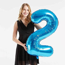 Load image into Gallery viewer, 40in Blue Number Balloons - Large Numbers Foil 40&quot; Digit Giant Jumbo Balloon Birthday Anniversary Balloons Supreme Black Fox #2 (Number 2) 
