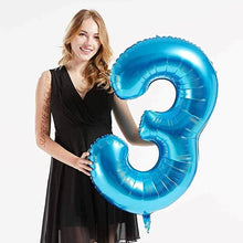 Загрузить изображение в средство просмотра галереи, 40in Blue Number Balloons - Large Numbers Foil 40&quot; Digit Giant Jumbo Balloon Birthday Anniversary Balloons Supreme Black Fox #3 (Number 3) 
