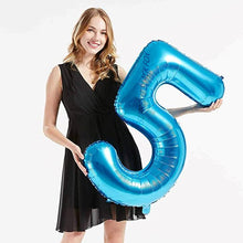 Загрузить изображение в средство просмотра галереи, 40in Blue Number Balloons - Large Numbers Foil 40&quot; Digit Giant Jumbo Balloon Birthday Anniversary Balloons Supreme Black Fox #5 (Number 5) 
