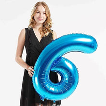 Load image into Gallery viewer, 40in Blue Number Balloons - Large Numbers Foil 40&quot; Digit Giant Jumbo Balloon Birthday Anniversary Balloons Supreme Black Fox #6 (Number 6) 
