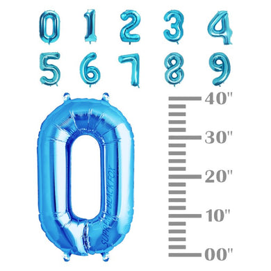 40in Blue Number Balloons - Large Numbers Foil 40