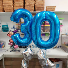 Загрузить изображение в средство просмотра галереи, 40in Blue Number Balloons - Large Numbers Foil 40&quot; Digit Giant Jumbo Balloon Birthday Anniversary Balloons Supreme Black Fox 
