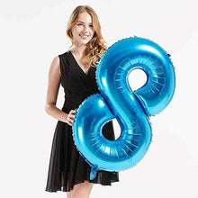 Load image into Gallery viewer, 40in Blue Number Balloons - Large Numbers Foil 40&quot; Digit Giant Jumbo Balloon Birthday Anniversary Balloons Supreme Black Fox #8 (Number 8) 
