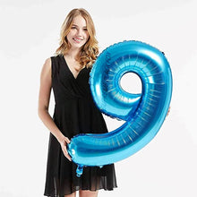 Загрузить изображение в средство просмотра галереи, 40in Blue Number Balloons - Large Numbers Foil 40&quot; Digit Giant Jumbo Balloon Birthday Anniversary Balloons Supreme Black Fox #9 (Number 9) 
