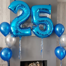 Загрузить изображение в средство просмотра галереи, 40in Blue Number Balloons - Large Numbers Foil 40&quot; Digit Giant Jumbo Balloon Birthday Anniversary Balloons Supreme Black Fox 
