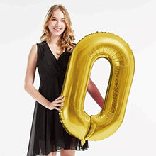 Загрузить изображение в средство просмотра галереи, 40in Gold Number Balloons - Large Numbers Foil 40&quot; Digit Giant Jumbo Balloon Birthday Anniversary Balloons Supreme Black Fox #0 (Number 0) 
