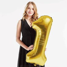 Load image into Gallery viewer, 40in Gold Number Balloons - Large Numbers Foil 40&quot; Digit Giant Jumbo Balloon Birthday Anniversary Balloons Supreme Black Fox #1 (Number 1) 
