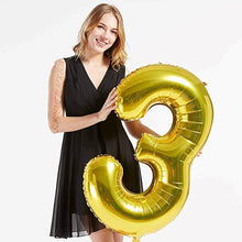 Загрузить изображение в средство просмотра галереи, 40in Gold Number Balloons - Large Numbers Foil 40&quot; Digit Giant Jumbo Balloon Birthday Anniversary Balloons Supreme Black Fox #3 (Number 3) 

