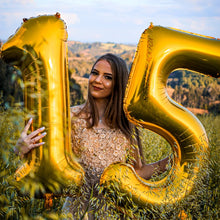 Загрузить изображение в средство просмотра галереи, 40in Gold Number Balloons - Large Numbers Foil 40&quot; Digit Giant Jumbo Balloon Birthday Anniversary Balloons Supreme Black Fox 
