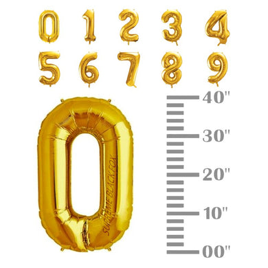 40in Gold Number Balloons - Large Numbers Foil 40