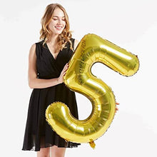 Загрузить изображение в средство просмотра галереи, 40in Gold Number Balloons - Large Numbers Foil 40&quot; Digit Giant Jumbo Balloon Birthday Anniversary Balloons Supreme Black Fox #5 (Number 5) 
