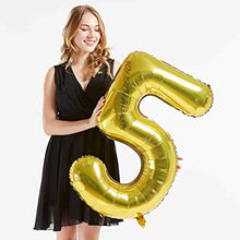 Load image into Gallery viewer, 40in Gold Number Balloons - Large Numbers Foil 40&quot; Digit Giant Jumbo Balloon Birthday Anniversary Balloons Supreme Black Fox #5 (Number 5) 
