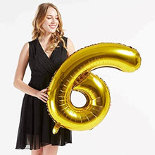 Load image into Gallery viewer, 40in Gold Number Balloons - Large Numbers Foil 40&quot; Digit Giant Jumbo Balloon Birthday Anniversary Balloons Supreme Black Fox #6 (Number 6) 

