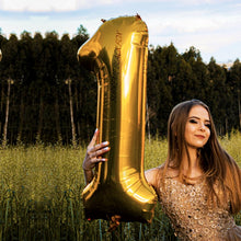 Загрузить изображение в средство просмотра галереи, 40in Gold Number Balloons - Large Numbers Foil 40&quot; Digit Giant Jumbo Balloon Birthday Anniversary Balloons Supreme Black Fox 
