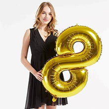 Load image into Gallery viewer, 40in Gold Number Balloons - Large Numbers Foil 40&quot; Digit Giant Jumbo Balloon Birthday Anniversary Balloons Supreme Black Fox #8 (Number 8) 
