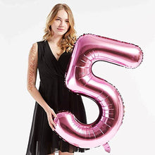 Загрузить изображение в средство просмотра галереи, 40in Pink Number Balloons - Large Numbers Foil 40&quot; Digit Giant Jumbo Balloon Birthday Anniversary Balloons Supreme Black Fox #5 (Number 5) 
